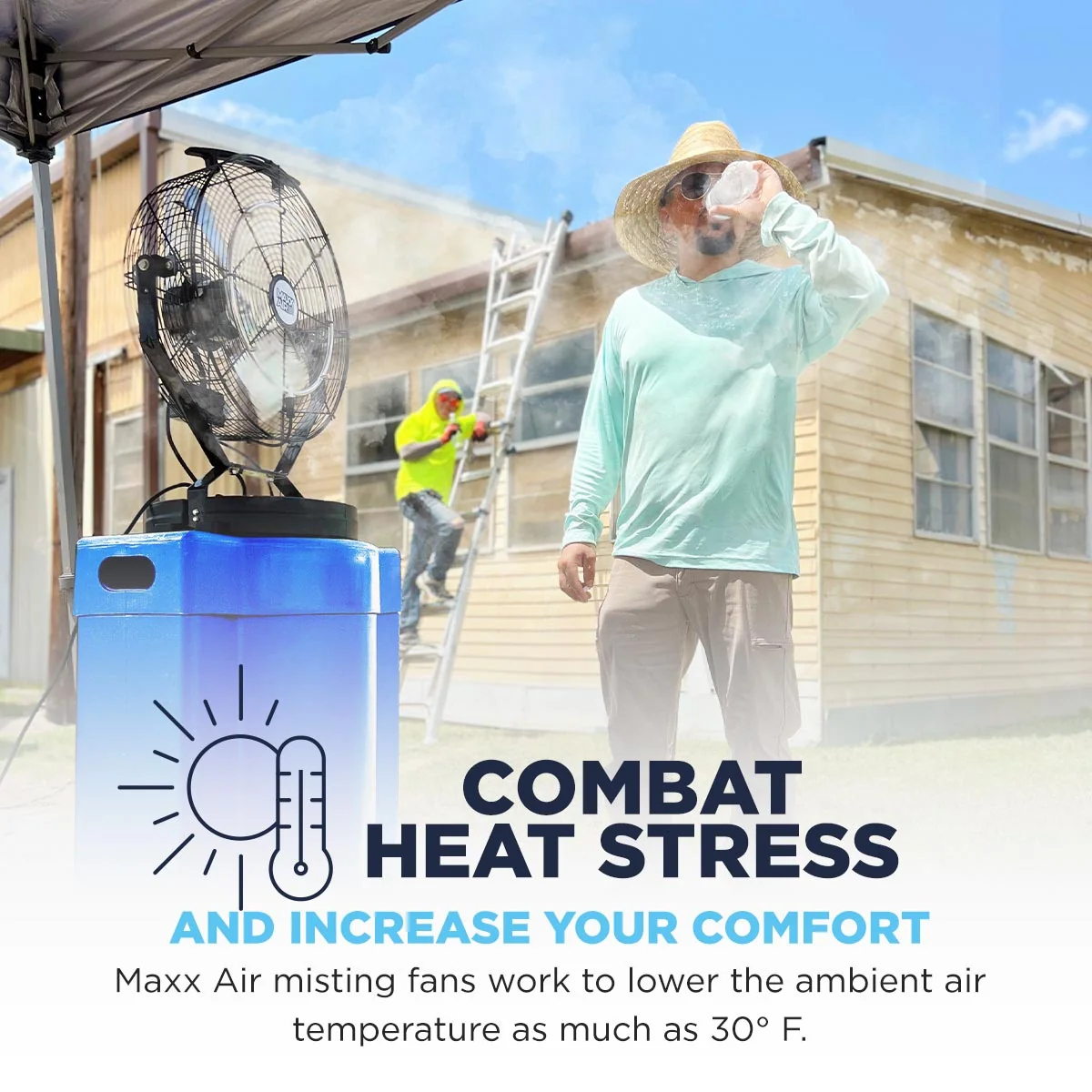 18 In. 3-Speed Misting Fan with 40 Gal. Tank. Industrial Cooling Fan