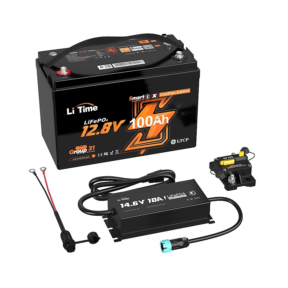 LiTime 12V 100Ah Smart ComFlex Battery with Bluetooth & Victron Communication