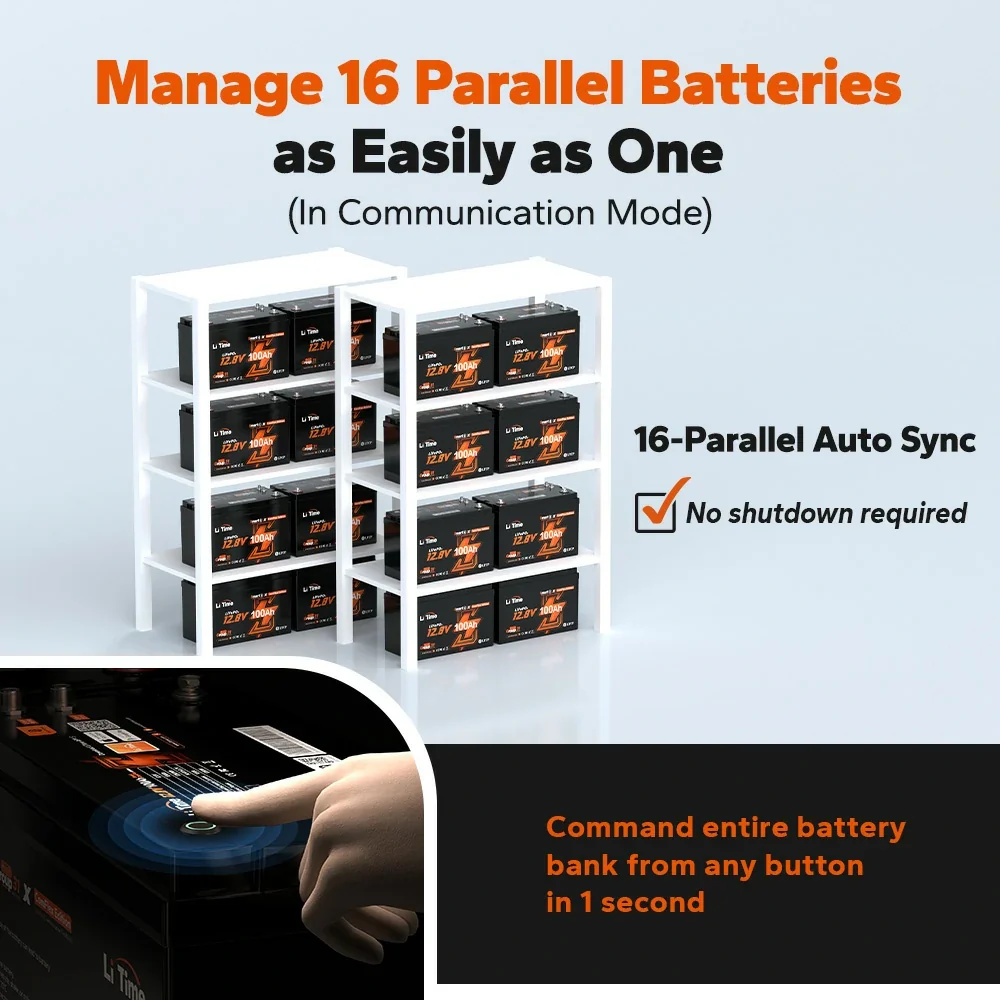 LiTime 12V 100Ah Smart ComFlex Battery with Bluetooth & Victron Communication
