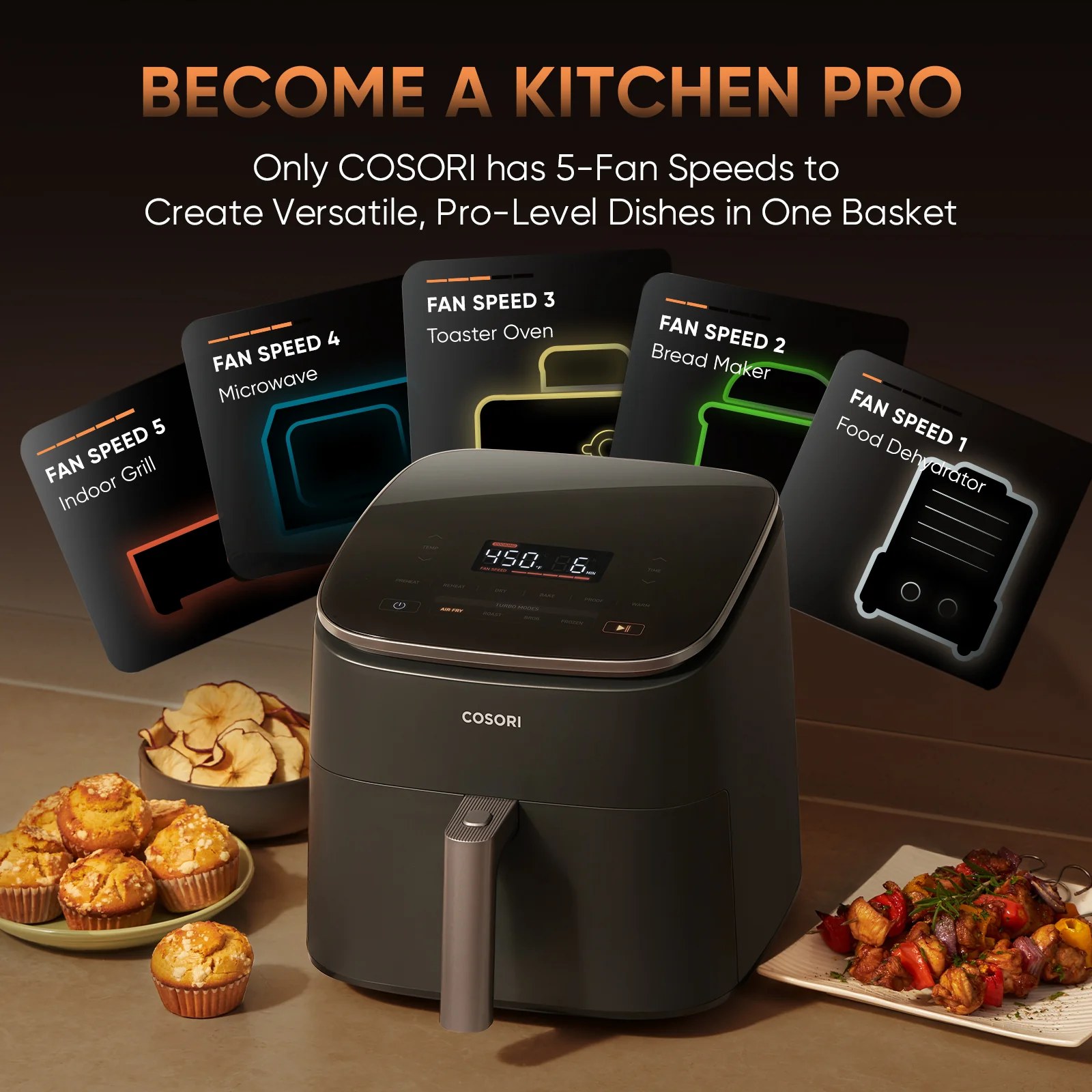 TurboBlaze™ 6.0-Quart Air Fryer – Dark Gray