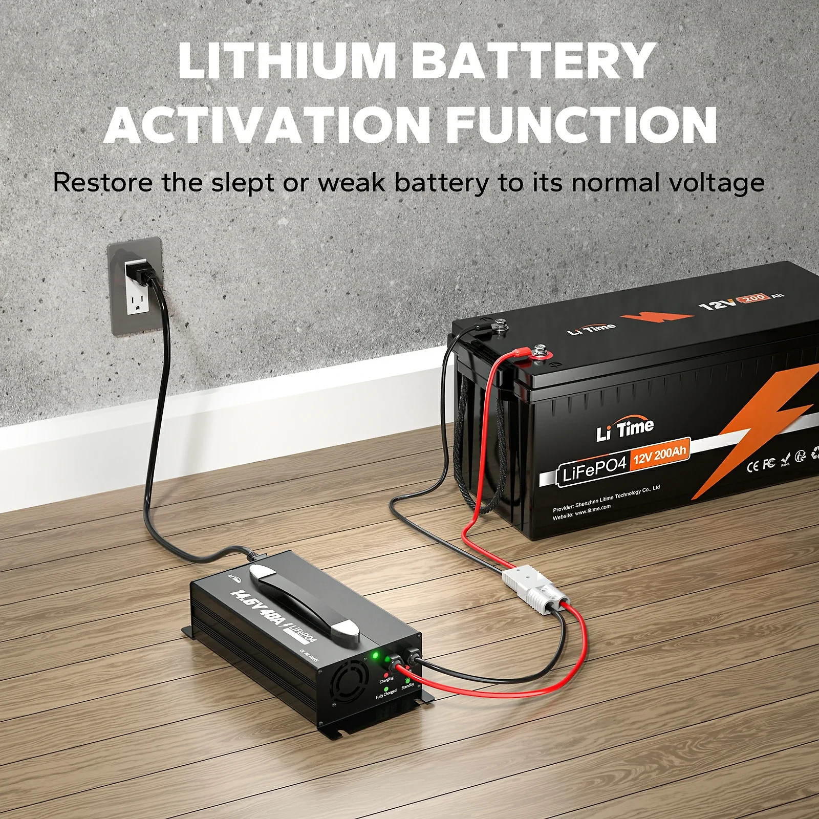 LiTime 12V (14.6V) 40A Mountable Lithium Battery Charger with Handle