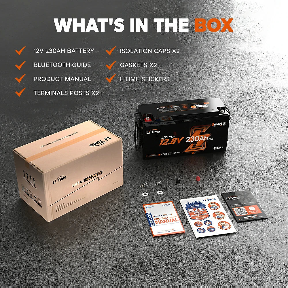 LiTime 12V 230Ah 2944Wh Bluetooth Lithium Battery for RV and Truck