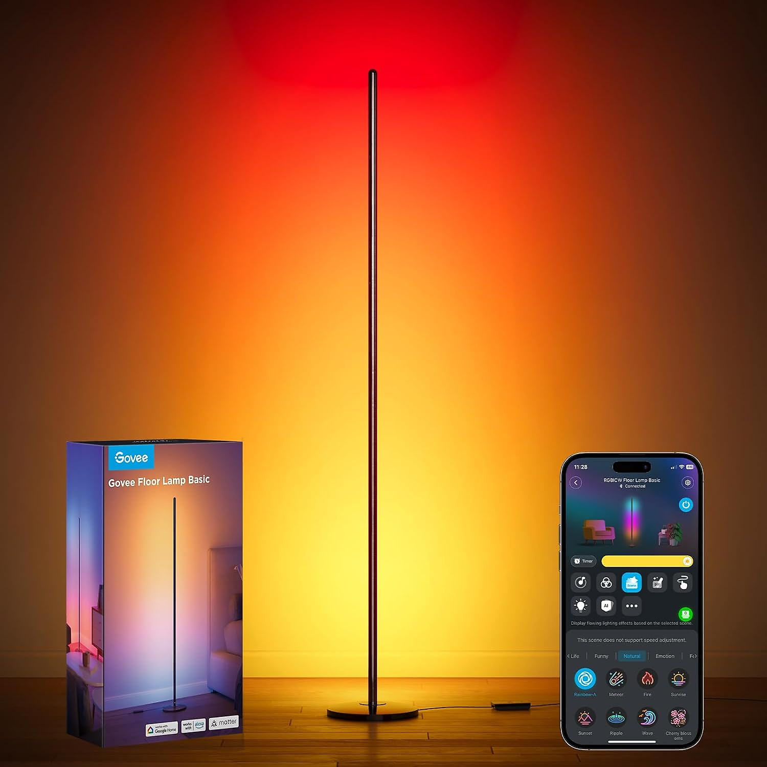 Govee RGBIC Floor Lamp Basic. 1000lm LED Corner Lamp. Black | Compatible with Alexa and Matter. Modern Floor Lamp with Music Sync and 16 Million DIY Colors. Standing Lamp for Bedroom - Amazon.com