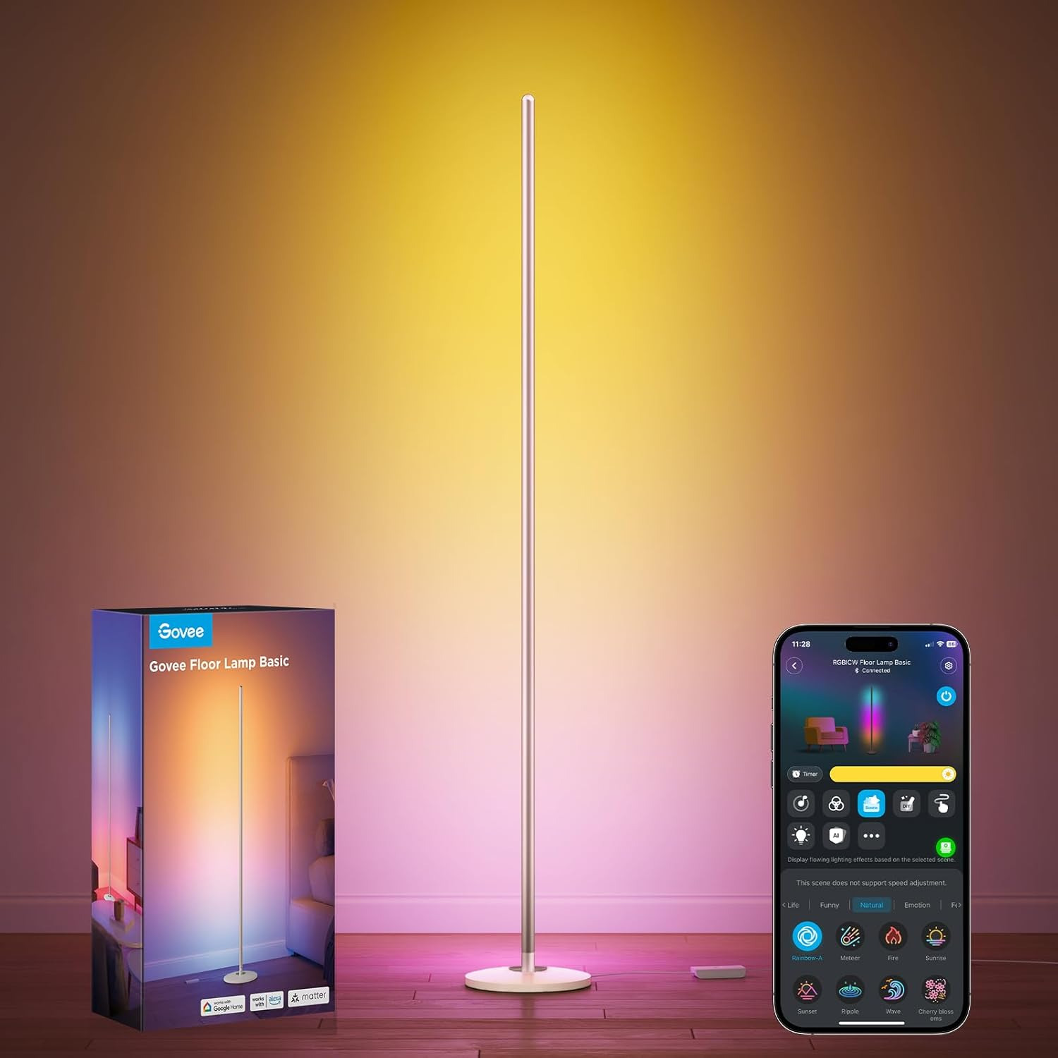 Govee RGBIC Floor Lamp Basic. 1000lm LED Corner Lamp | Works with Alexa. Smart Modern Floor Lamp with Music Sync and 16 Million DIY Colors. Color Changing Standing Lamp for Bedroom - Amazon.com