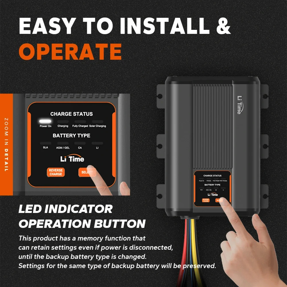 LiTime 12V 40A DC to DC Battery Charger with MPPT