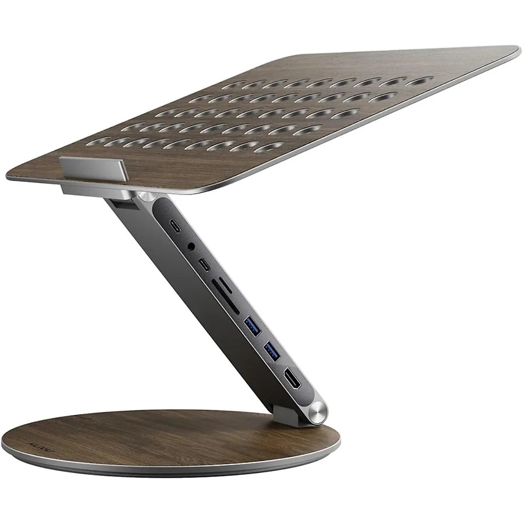 Adjustable Rotating USB C Docking Station Laptop Stand with Multiple Ports for Enhanced Productivity