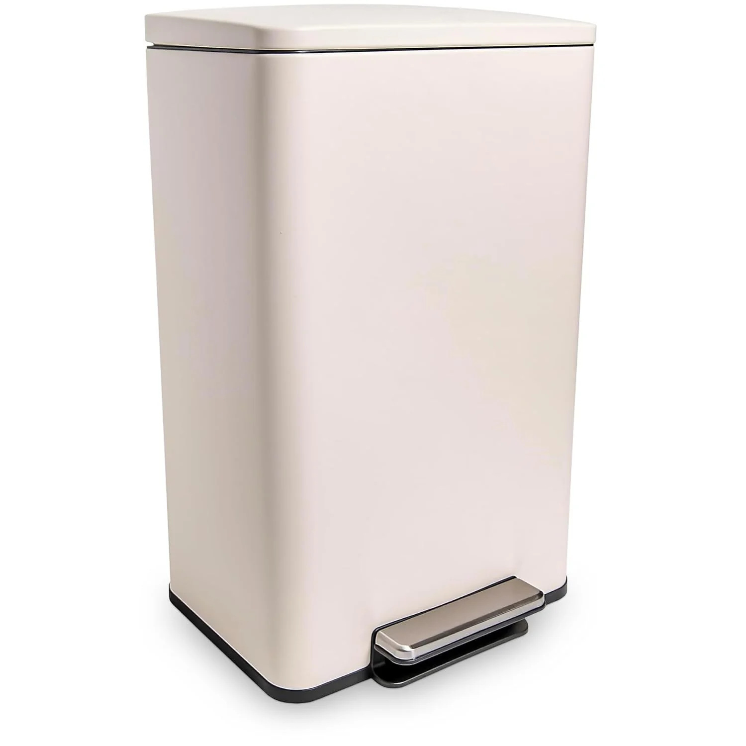 SIMPLI-Magic 13.2 Gallon/50 Liter. Kitchen Trash Can. Stainless Steel. Step-On Garbage Bin with Removable Inner Bucket for Kitchen. Office. and Bedroom. White