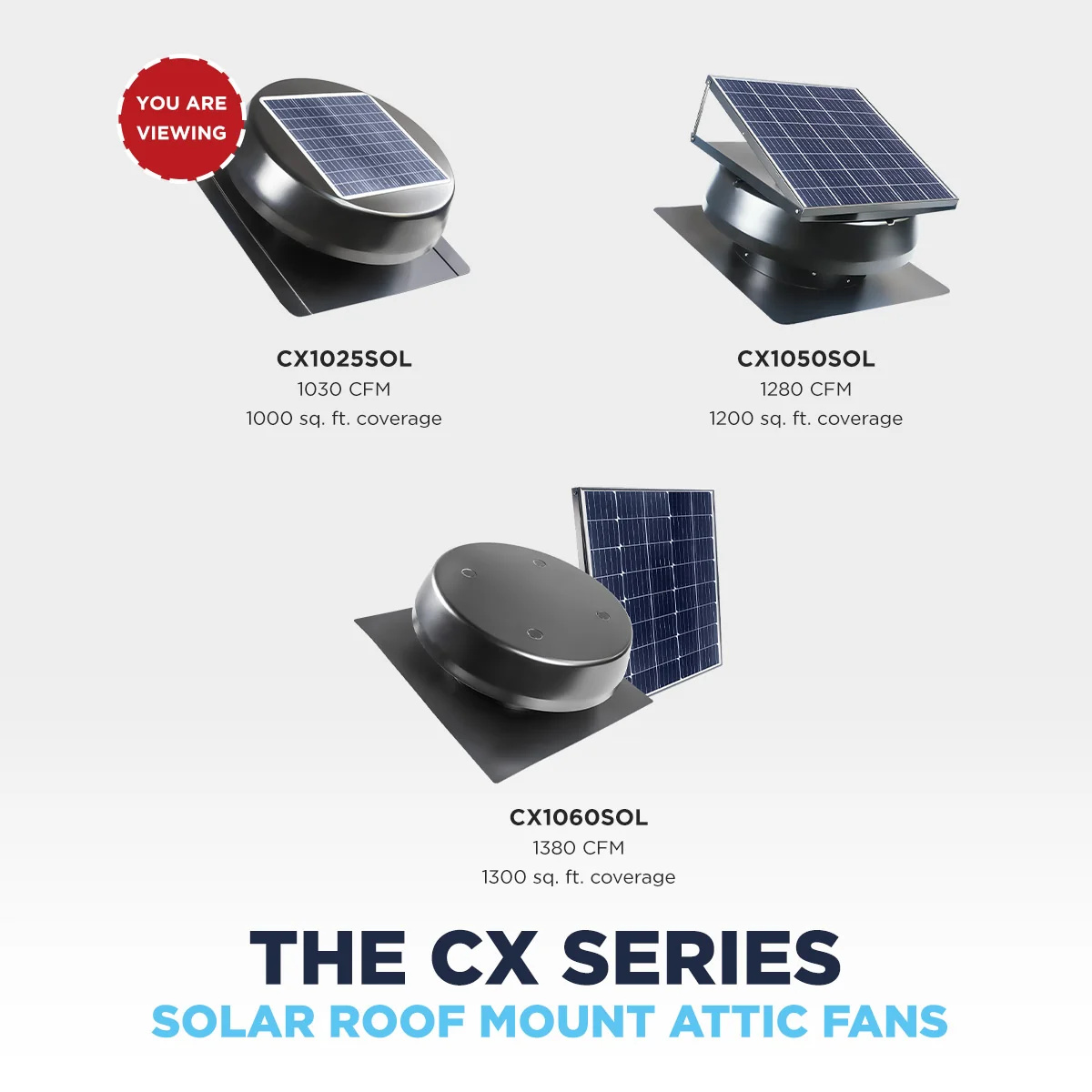 1.030 CFM Steel Solar Powered Roof Mount Attic Ventilator with Integrated 25-Watt Solar Panel