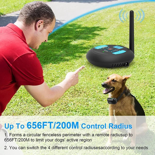 2-in-1 Wireless Dog Fence & Outdoor Training Collar. Dog Containment System