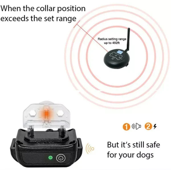 2-in-1 Wireless Dog Fence & Outdoor Training Collar. Dog Containment System