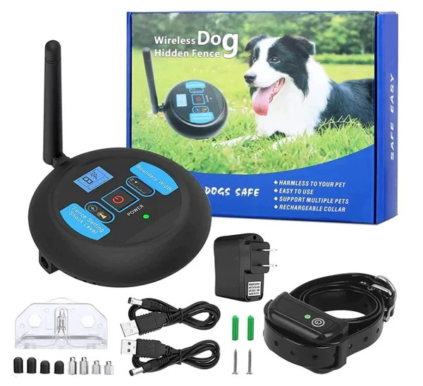 2-in-1 Wireless Dog Fence & Outdoor Training Collar. Dog Containment System