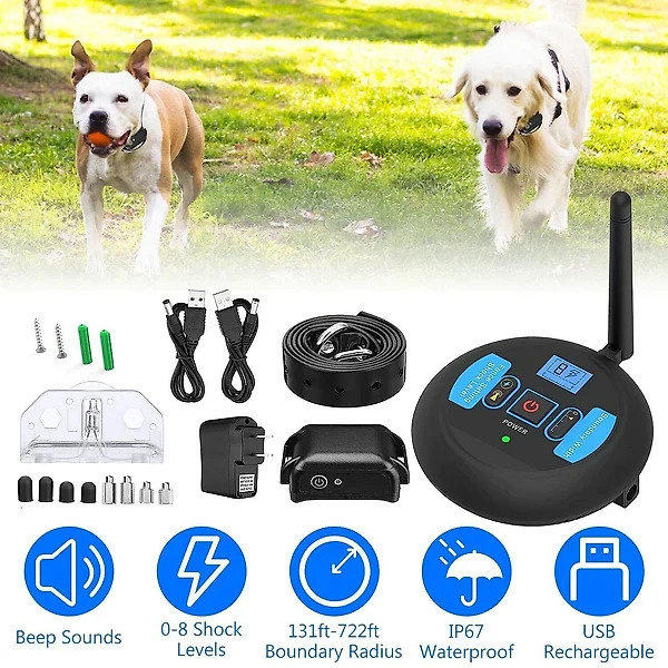 2-in-1 Wireless Dog Fence & Outdoor Training Collar. Dog Containment System
