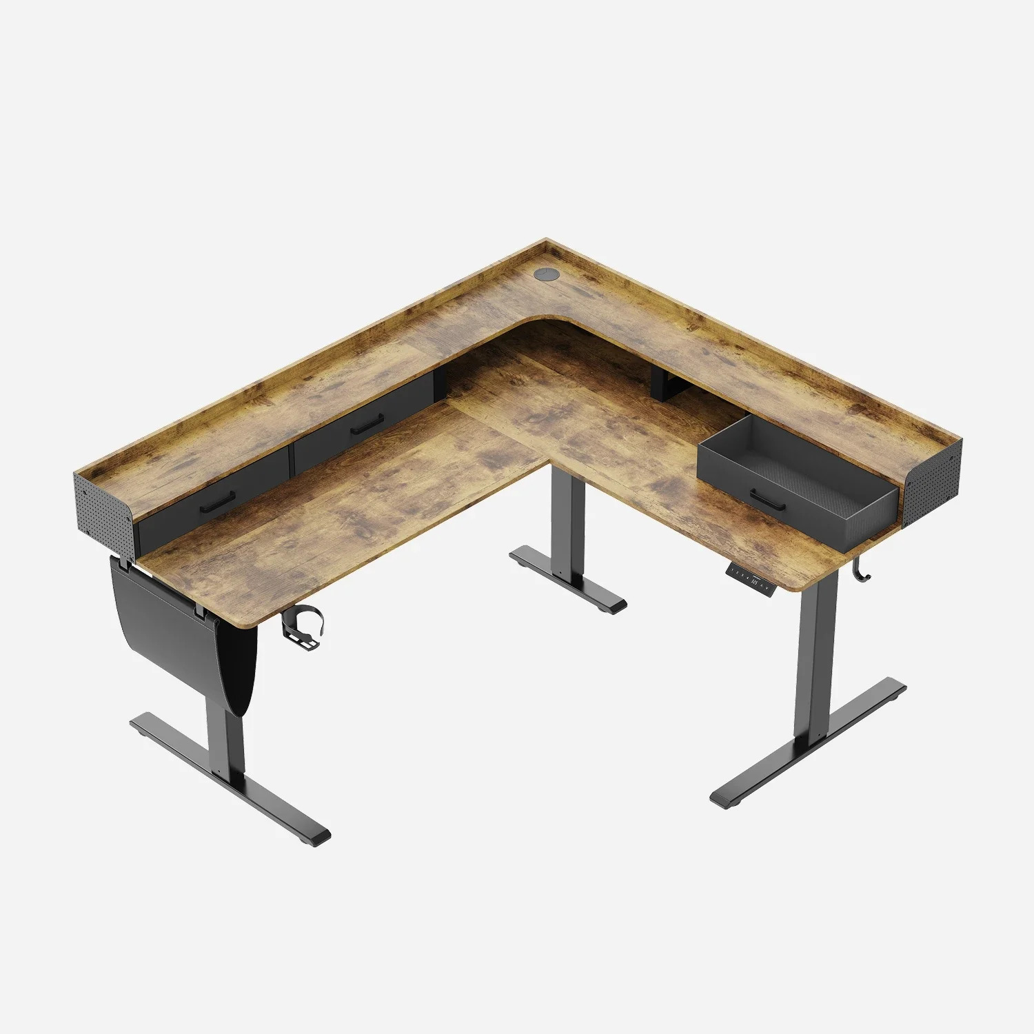 L-Shape With Drawer Standing Desk