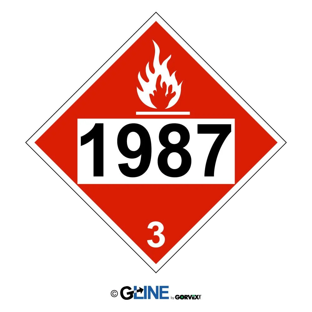 1987 Alcohol. Denatured Alcohol - Class 3 Placard